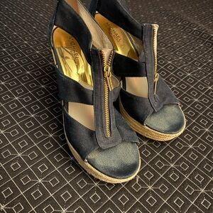 Michael Kors Black and Gold Espadrille Heels